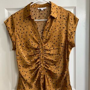 DR2 Mustard and Black Polka Dot Blouse